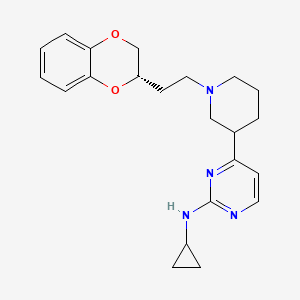 molecular formula C22H28N4O2 B10792812 N-cyclopropyl-4-(1-(2-((S)-2,3-dihydrobenzo[b][1,4]dioxin-2-yl)ethyl)piperidin-3-yl)pyrimidin-2-amine 