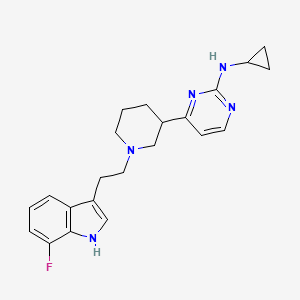 N-cyclopropyl-4-(1-(2-(7-fluoro-1H-indol-3-yl)ethyl)piperidin-3-yl)pyrimidin-2-amine