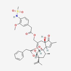 [(1R,2R,6R,10S,11R,15S,17R)-13-benzyl-6-hydroxy-4,17-dimethyl-5-oxo-15-(prop-1-en-2-yl)-12,14,18-trioxapentacyclo[11.4.1.0^{1,10}.0^{2,6}.0^{11,15}]octadeca-3,8-dien-8-yl]methyl 2-(4-methanesulfonamido-3-methoxyphenyl)acetate