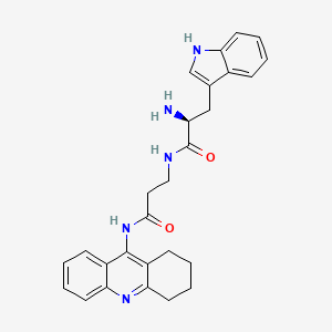 molecular formula C27H29N5O2 B10792886 (S)-2-amino-3-(1H-indol-3-yl)-N-(3-oxo-3-(1,2,3,4-tetrahydroacridin-9-ylamino)propyl)propanamide 