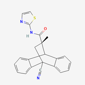 molecular formula C22H17N3OS B10792898 (15S)-8-cyano-15-methyl-N-(1,3-thiazol-2-yl)tetracyclo[6.6.2.0^{2,7}.0^{9,14}]hexadeca-2,4,6,9(14),10,12-hexaene-15-carboxamide 