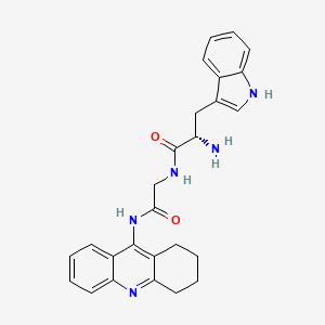 molecular formula C26H27N5O2 B10792912 (S)-2-amino-3-(1H-indol-3-yl)-N-(2-oxo-2-(1,2,3,4-tetrahydroacridin-9-ylamino)ethyl)propanamide 