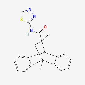 molecular formula C21H19N3OS B10792918 8,15-dimethyl-N-(1,3,4-thiadiazol-2-yl)tetracyclo[6.6.2.0^{2,7}.0^{9,14}]hexadeca-2,4,6,9(14),10,12-hexaene-15-carboxamide 