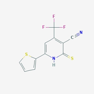 molecular formula C11H5F3N2S2 B010793 2-Mercapto-6-(thiophen-2-yl)-4-(trifluoromethyl)nicotinonitrile CAS No. 104960-50-1