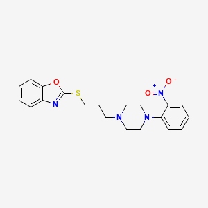 molecular formula C20H22N4O3S B10793075 2-[[3-[4-(2-Nitrophenyl)-1-piperazinyl]propyl]thio]benzoxazole 