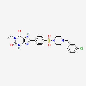 8-(4-(4-(3-Chlorobenzyl)piperazine-1-sulfonyl)phenyl)-1-ethyl-3,7-dihydropurine-2,6-dione