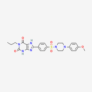 molecular formula C25H28N6O5S B10793137 8-(4-(4-(4-Methoxyphenyl)piperazine-1-sulfonyl)phenyl)-1-propyl-3,7-dihydropurine-2,6-dione 