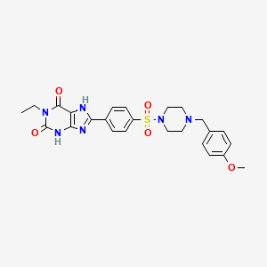 1-Ethyl-8-(4-(4-(4-methoxybenzyl)piperazine-1-sulfonyl)phenyl)-3,7-dihydropurine-2,6-dione