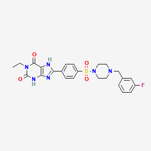 molecular formula C24H25FN6O4S B10793175 1-Ethyl-8-(4-(4-(3-fluorobenzyl)piperazine-1-sulfonyl)phenyl)-3,7-dihydropurine-2,6-dione 