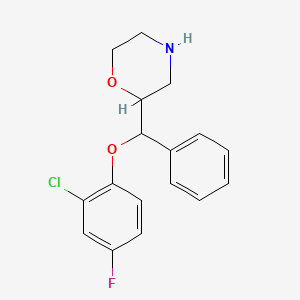 molecular formula C17H17ClFNO2 B10793275 (R)-2-((R)-(2-chloro-4-fluorophenoxy)(phenyl)methyl)morpholine 