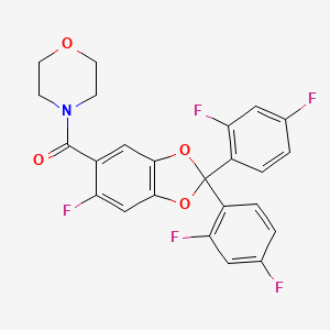 molecular formula C24H16F5NO4 B10793334 (2,2-Bis(2,4-difluorophenyl)-6-fluorobenzo[d][1,3]dioxol-5-yl)(morpholino)methanone 