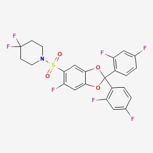 molecular formula C24H16F7NO4S B10793350 1-(2,2-Bis(2,4-difluorophenyl)-6-fluorobenzo[d][1,3]dioxol-5-ylsulfonyl)-4,4-difluoropiperidine 