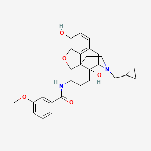 molecular formula C28H32N2O5 B10793386 17-Cyclopropylmethyl-3,14-beta-dihydroxy-4,5-alpha-epoxy-6-beta-[(3'-methoxy)benzamido]morphinan 