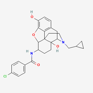 molecular formula C27H29ClN2O4 B10793396 17-Cyclopropylmethyl-3,14-beta-dihydroxy-4,5-alpha-epoxy-6-beta-[(4'-chloro)benzamido]morphinan 