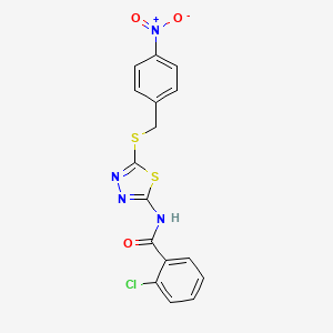 molecular formula C16H11ClN4O3S2 B10793435 N-(5-(4-nitrobenzylthio)-1,3,4-thiadiazol-2-yl)-2-chlorobenzamide 