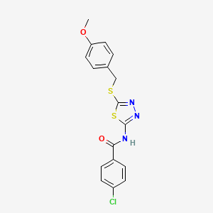 N-(5-(4-methoxybenzylthio)-1,3,4-thiadiazol-2-yl)-4-chlorobenzamide