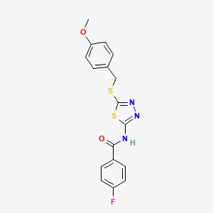 N-(5-(4-methoxybenzylthio)-1,3,4-thiadiazol-2-yl)-4-fluorobenzamide