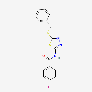 molecular formula C16H12FN3OS2 B10793473 N-(5-(benzylthio)-1,3,4-thiadiazol-2-yl)-4-fluorobenzamide 