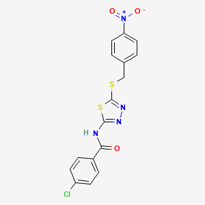 molecular formula C16H11ClN4O3S2 B10793495 N-(5-(4-nitrobenzylthio)-1,3,4-thiadiazol-2-yl)-4-chlorobenzamide 