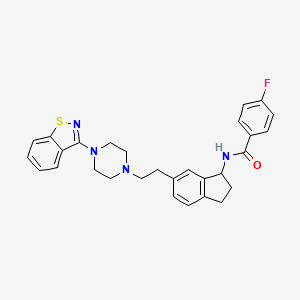 N-(6-(2-(4-(benzo[d]isothiazol-3-yl)piperazin-1-yl)ethyl)-2,3-dihydro-1H-inden-1-yl)-4-fluorobenzamide