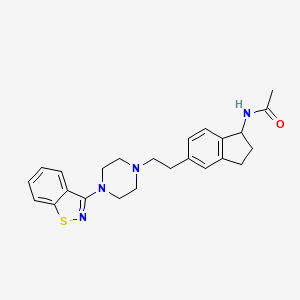 molecular formula C24H28N4OS B10793647 N-(5-(2-(4-(benzo[d]isothiazol-3-yl)piperazin-1-yl)ethyl)-2,3-dihydro-1H-inden-1-yl)acetamide 