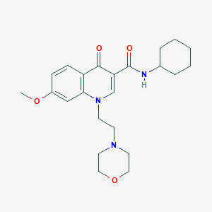 molecular formula C23H31N3O4 B10793755 N-cyclohexyl-7-methoxy-1-(2-morpholinoethyl)-4-oxo-1,4-dihydroquinoline-3-carboxamide 