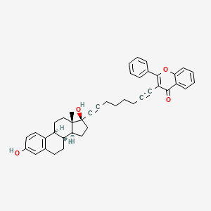 molecular formula C41H40O4 B10793817 3-(8-((8R,9S,13S,14S,17S)-3,17-dihydroxy-13-methyl-7,8,9,11,12,13,14,15,16,17-decahydro-6H-cyclopenta[a]phenanthren-17-yl)octa-1,7-diynyl)-2-phenyl-4H-chromen-4-one 