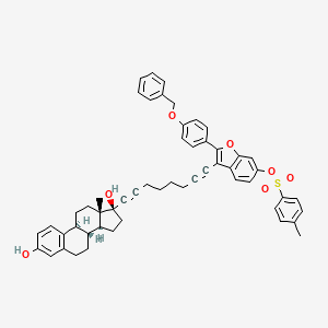 2-(4-(benzyloxy)phenyl)-3-(8-((8R,9S,13S,14S,17S)-3,17-dihydroxy-13-methyl-7,8,9,11,12,13,14,15,16,17-decahydro-6H-cyclopenta[a]phenanthren-17-yl)octa-1,7-diynyl)benzofuran-6-yl 4-methylbenzenesulfonate