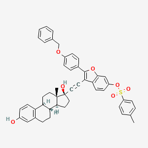 2-(4-(benzyloxy)phenyl)-3-(2-((8R,9S,13S,14S,17S)-3,17-dihydroxy-13-methyl-7,8,9,11,12,13,14,15,16,17-decahydro-6H-cyclopenta[a]phenanthren-17-yl)ethynyl)benzofuran-6-yl 4-methylbenzenesulfonate