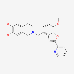 molecular formula C26H26N2O4 B10793918 6,7-Dimethoxy-2-((7-methoxy-2-(pyridin-2-yl)benzofuran-4-yl)methyl)-1,2,3,4-tetrahydroisoquinoline 