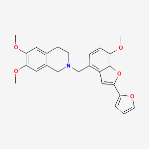 molecular formula C25H25NO5 B10793920 2-((2-(Furan-2-yl)-7-methoxybenzofuran-4-yl)methyl)-6,7-dimethoxy-1,2,3,4-tetrahydroisoquinoline 