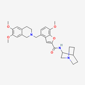 molecular formula C29H35N3O5 B10793934 4-((6,7-dimethoxy-3,4-dihydroisoquinolin-2(1H)-yl)methyl)-7-methoxy-N-(quinuclidin-3-yl)benzofuran-2-carboxamide 