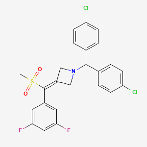 molecular formula C24H19Cl2F2NO2S B10793994 1-(Bis(4-chlorophenyl)methyl)-3-((3,5-difluorophenyl)(methylsulfonyl)methylene)azetidine 