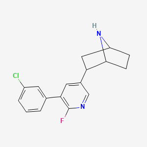 molecular formula C17H16ClFN2 B10794107 Rac-2-(5-(3-chlorophenyl)-6-fluoropyridin-3-yl)-7-aza-bicyclo[2.2.1]heptane hydrochloride 