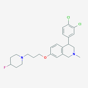 molecular formula C24H29Cl2FN2O B10794175 4-(3,4-Dichlorophenyl)-7-(3-(4-fluoropiperidin-1-yl)propoxy)-2-methyl-1,2,3,4-tetrahydroisoquinoline 