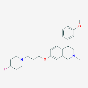 molecular formula C25H33FN2O2 B10794180 7-(3-(4-Fluoropiperidin-1-yl)propoxy)-4-(3-methoxyphenyl)-2-methyl-1,2,3,4-tetrahydroisoquinoline 