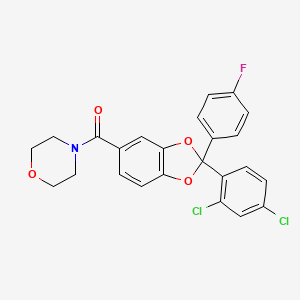 (2-(2,4-Dichlorophenyl)-2-(4-fluorophenyl)benzo[d][1,3]dioxol-5-yl)(morpholino)methanone