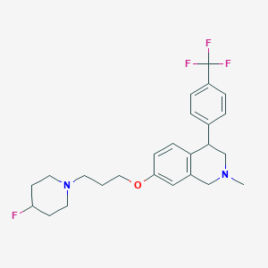 molecular formula C25H30F4N2O B10794259 7-(3-(4-Fluoropiperidin-1-yl)propoxy)-2-methyl-4-(4-(trifluoromethyl)phenyl)-1,2,3,4-tetrahydroisoquinoline CAS No. 932016-31-4