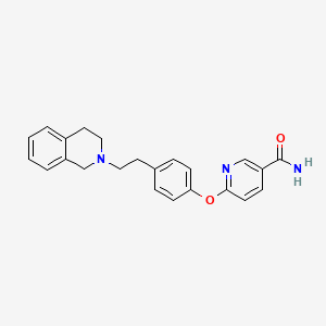 molecular formula C23H23N3O2 B10794266 6-(4-(2-(3,4-dihydroisoquinolin-2(1H)-yl)ethyl)phenoxy)nicotinamide 