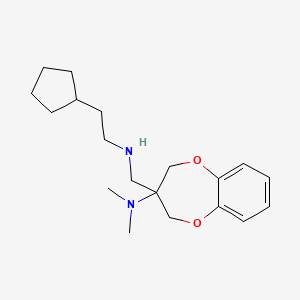 molecular formula C19H30N2O2 B10794565 3-((2-cyclopentylethylamino)methyl)-N,N-dimethyl-3,4-dihydro-2H-benzo[b][1,4]dioxepin-3-amine 