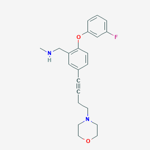 molecular formula C22H25FN2O2 B10794810 (2-(3-fluorophenoxy)-5-(4-morpholinobut-1-ynyl)phenyl)-N-methylmethanamine 