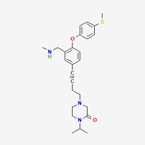 1-Isopropyl-4-(4-(3-((methylamino)methyl)-4-(4-(methylthio)phenoxy)phenyl)but-3-ynyl)piperazin-2-one