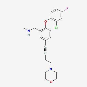 molecular formula C22H24ClFN2O2 B10794838 (2-(2-chloro-4-fluorophenoxy)-5-(4-morpholinobut-1-ynyl)phenyl)-N-methylmethanamine 