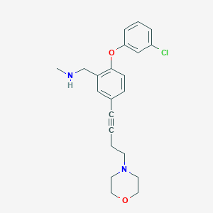 molecular formula C22H25ClN2O2 B10794865 (2-(3-chlorophenoxy)-5-(4-morpholinobut-1-ynyl)phenyl)-N-methylmethanamine 