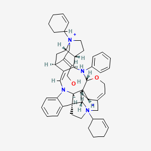 (1S,11S,13S,17R,18R,20R,27S,29R,30R,31S,35E)-14,26-bis(cyclohex-2-en-1-yl)-35-(2-hydroxyethylidene)-19-phenyl-21-oxa-8,14,19,26-tetraazadecacyclo[24.5.2.2^{11,14}.0^{1,27}.0^{2,7}.0^{8,31}.0^{10,18}.0^{13,17}.0^{20,30}.0^{24,29}]pentatriaconta-2,4,6,9,23-pentaene-14,26-bis(ylium) dibromide