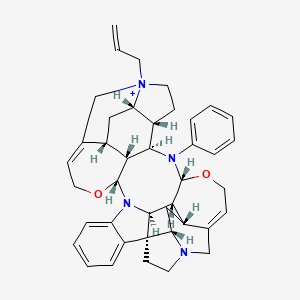 (1R,9R,18R,19S,21R,22R,23R,25R,32S,34R,35R,36S)-24-phenyl-15-(prop-2-en-1-yl)-10,26-dioxa-8,15,24,31-tetraazaundecacyclo[29.5.2.0^{1,32}.0^{2,7}.0^{8,36}.0^{9,22}.0^{13,21}.0^{15,19}.0^{18,23}.0^{25,35}.0^{29,34}]octatriaconta-2,4,6,12,28-pentaen-15-ium bromide