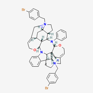 (1S,9R,18R,19S,21R,22R,23R,25R,32S,34R,35R,36S)-15,31-bis[(4-bromophenyl)methyl]-24-phenyl-10,26-dioxa-8,15,24,31-tetraazaundecacyclo[29.5.2.0^{1,32}.0^{2,7}.0^{8,36}.0^{9,22}.0^{13,21}.0^{15,19}.0^{18,23}.0^{25,35}.0^{29,34}]octatriaconta-2,4,6,12,28-pentaene-15,31-diium dibromide