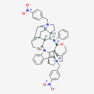 (1S,9R,18R,19S,21R,22R,23R,25R,32S,34R,35R,36S)-15,31-bis[(4-nitrophenyl)methyl]-24-phenyl-10,26-dioxa-8,15,24,31-tetraazaundecacyclo[29.5.2.0^{1,32}.0^{2,7}.0^{8,36}.0^{9,22}.0^{13,21}.0^{15,19}.0^{18,23}.0^{25,35}.0^{29,34}]octatriaconta-2,4,6,12,28-pentaene-15,31-diium dibromide