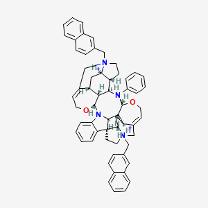 (1S,9R,18R,19S,21R,22R,23R,25R,32S,34R,35R,36S)-15,31-bis(naphthalen-2-ylmethyl)-24-phenyl-10,26-dioxa-8,15,24,31-tetraazaundecacyclo[29.5.2.0^{1,32}.0^{2,7}.0^{8,36}.0^{9,22}.0^{13,21}.0^{15,19}.0^{18,23}.0^{25,35}.0^{29,34}]octatriaconta-2,4,6,12,28-pentaene-15,31-diium dibromide