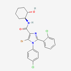 molecular formula C22H20BrCl2N3O2 B10795075 5-bromo-2-(2-chlorophenyl)-1-(4-chlorophenyl)-N-((1S,2S)-2-hydroxycyclohexyl)-1H-imidazole-4-carboxamide 